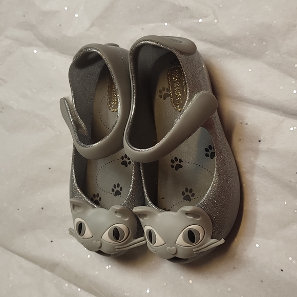 Mini Melissa Gray Glitter Cat Mary Jane shoes - Picture 3 of 10